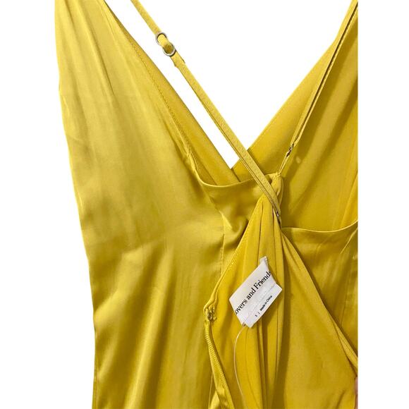 Lovers + Friends Bermuda Maxi Dress Small Yellow Satin Evening Formal Gown Glam - Picture 8 of 11